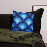Blue Midcentury THROW PILLOW 70s Retro Circles Pattern - retro pillow