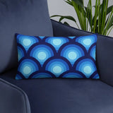 Blue Midcentury THROW PILLOW 70s Retro Circles Pattern - retro pillow