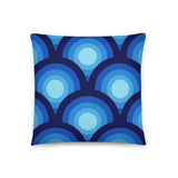 Blue Midcentury THROW PILLOW 70s Retro Circles Pattern - retro pillow