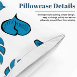 Blue Monstera Leaf Duvet Cover Set: 70s Retro Full Size Microfiber Bedding - retro bedding