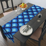 Blue Peacock Eye Retro 70s Table Runner in 2 Sizes - Midcentury Decor - retro table linen