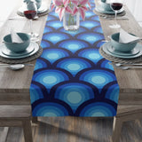 Blue Peacock Eye Retro 70s Table Runner in 2 Sizes - Midcentury Decor - retro table linen