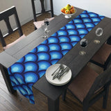 Blue Peacock Eye Retro 70s Table Runner in 2 Sizes - Midcentury Decor - retro table linen