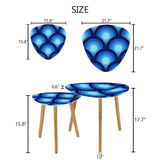 Blue Peacock Eyes Retro Tripod Nesting Table Set - Midcentury tables - One Size - retro nesting tables