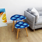 Blue Peacock Eyes Retro Tripod Nesting Table Set - Midcentury tables - One Size - retro nesting tables