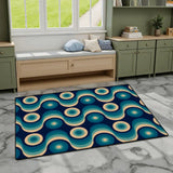 Blue Retro 60s Inspired Area Rug – Vintage Modern Interior Accent - retro rug