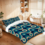 Blue Retro 60s Inspired Area Rug – Vintage Modern Interior Accent - retro rug