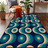 Blue Retro 60s Inspired Area Rug – Vintage Modern Interior Accent - retro rug