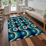 Blue Retro 60s Inspired Area Rug – Vintage Modern Interior Accent - retro rug