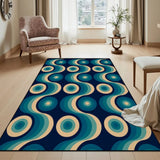 Blue Retro 60s Inspired Area Rug – Vintage Modern Interior Accent - retro rug