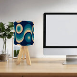 Blue Retro 60s Table Lamp with Remote – Wooden Tripod MCM Mood Light - retro table lamps