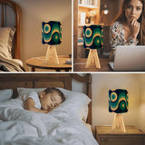 Blue Retro 60s Table Lamp with Remote – Wooden Tripod MCM Mood Light - retro table lamps