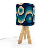 Blue Retro 60s Table Lamp with Remote – Wooden Tripod MCM Mood Light - US Plug - retro table lamps