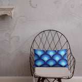 Blue Retro 70s Peacock Eyes Bedside Table with Charging Station - retro bedside table