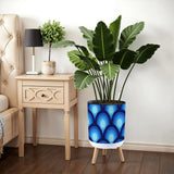 Blue Retro 70s Peacock Eyes Bedside Table with Charging Station - retro bedside table
