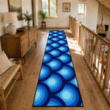 Blue Retro 70s Runner Rug – Midcentury Peacock Eyes Pattern | Multiple Sizes - retro runner