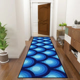Blue Retro 70s Runner Rug – Midcentury Peacock Eyes Pattern | Multiple Sizes - 24’’x72’’ - retro runner