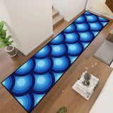 Blue Retro 70s Runner Rug – Midcentury Peacock Eyes Pattern | Multiple Sizes - retro runner
