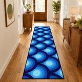 Blue Retro 70s Runner Rug – Midcentury Peacock Eyes Pattern | Multiple Sizes - retro runner