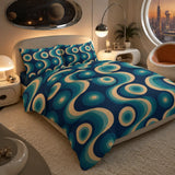Blue Retro Mid Century Duvet Cover Set – Double Sided Printed Bedding - Bedding - retro