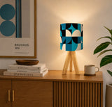 Blue Retro Tripod Lamp – Mid Century Accent Light with Remote Control - retro table lamps
