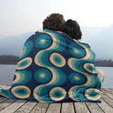 Blue Vintage Style Flannel Blanket – 70s Midcentury Modern Accent - retro ads
