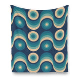 Blue Vintage Style Flannel Blanket – 70s Midcentury Modern Accent - retro ads