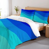 Blue Waves Duvet Cover Set: 70s Retro Full Size Microfiber Bedding - retro bedding
