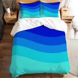 Blue Waves Duvet Cover Set: 70s Retro Full Size Microfiber Bedding - retro bedding