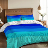 Blue Waves Duvet Cover Set: 70s Retro Full Size Microfiber Bedding - retro bedding