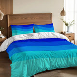 Blue Waves Duvet Cover Set: 70s Retro Full Size Microfiber Bedding - retro bedding