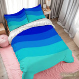 Blue Waves Duvet Cover Set: 70s Retro Full Size Microfiber Bedding - retro bedding