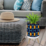 Blue Yellow Retro 70s Scandi Style Planter with Wooden Legs - retro plant pot