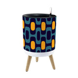 Blue Yellow Retro 70s Scandi Style Planter with Wooden Legs - retro plant pot