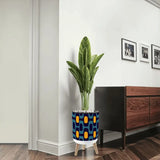 Blue Yellow Retro 70s Scandi Style Planter with Wooden Legs - retro plant pot