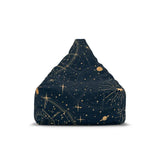 Blue Yellow Retro Bean Bag Chair Cover - Astrology Moon Stars Planets Decor Game Rooms Lounge Living Room - 2 sizes