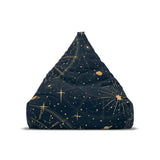 Blue Yellow Retro Bean Bag Chair Cover - Astrology Moon Stars Planets Decor Game Rooms Lounge Living Room - 2 sizes