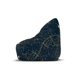 Blue Yellow Retro Bean Bag Chair Cover - Astrology Moon Stars Planets Decor Game Rooms Lounge Living Room - 2 sizes