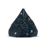 Blue Yellow Retro Bean Bag Chair Cover - Astrology Moon Stars Planets Decor Game Rooms Lounge Living Room - 2 sizes
