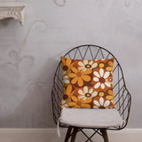 Bold Floral 70s Premium Pillow Flower Power Midcentury Style Home Accent - retro pillow