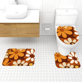 Bold Floral 70s Style Bathroom Mat Set | Retro Midcentury 3-Piece Rugs - One Size - retro bathroom