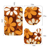 Bold Floral 70s Style Bathroom Mat Set | Retro Midcentury 3-Piece Rugs - One Size - retro bathroom
