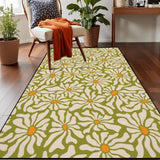 Bold Retro 70s Daisies Carpet – Soft Rectangular Floral Area Rug - retro rug