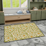 Bold Retro 70s Daisies Carpet – Soft Rectangular Floral Area Rug - retro rug