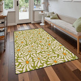 Bold Retro 70s Daisies Carpet – Soft Rectangular Floral Area Rug - retro rug