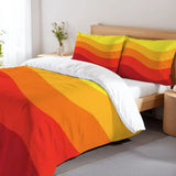 Bright 70s Retro Double Duvet Cover Set: Orange Yellow Red Full Size Bedding - retro bedding