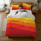 Bright 70s Retro Double Duvet Cover Set: Orange Yellow Red Full Size Bedding - retro bedding
