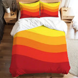 Bright 70s Retro Double Duvet Cover Set: Orange Yellow Red Full Size Bedding - retro bedding