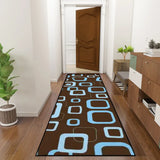 Brown Blue 60s Retro Runner Rugs | Midcentury Style Floor Runners - 24’’x72’’ - retro runner