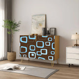 Brown Blue Atomic Midcentury Cabinet – Retro Wood Storage for Modern Homes - One Size - retro cabinet